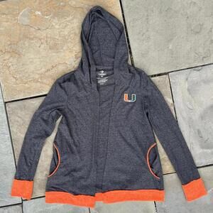 University of Miami Grey Heather + Orange Open Hoodie
